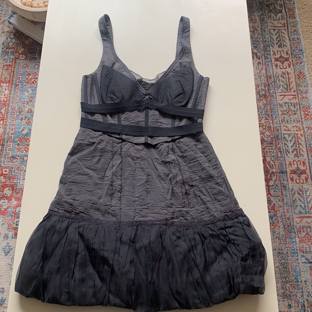 BCBG Runway Black Mini Dress with Sheer Details
